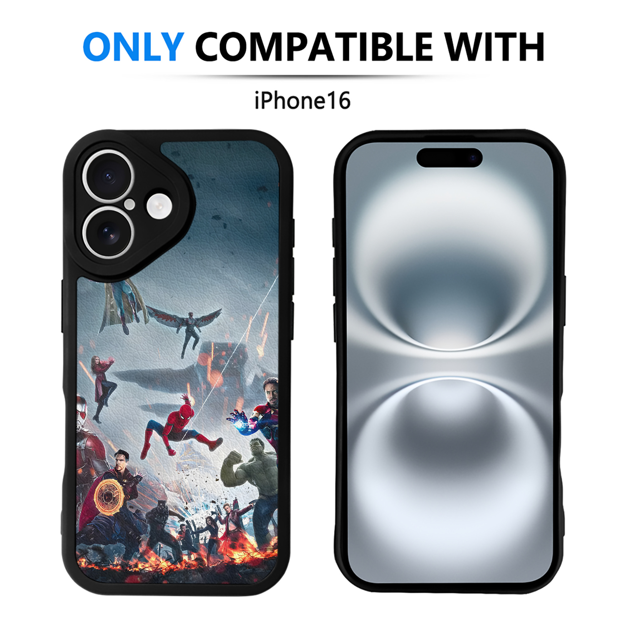 （画像用） アベンジャーズ The Avengers 【iPhone 16シリーズ対応】シリコンスマホケース（レザー調） 材質：シリコン